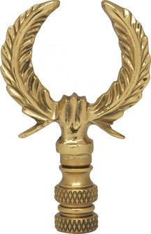 U-Shaped Leaf Brass Finial; 2-3/4'' Height; 1/4-27; Polished Brass Finish (27|90/1745)