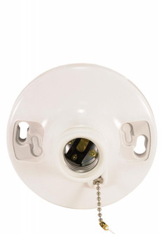 4 Terminal White Phenolic On-Off Pull Chain Ceiling Receptacle; Screw Terminals; 4-1/2'' (27|90/481)