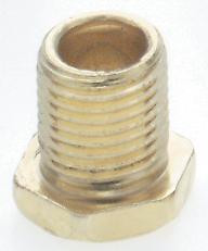 Steel Hexagon Head Nipple; Brass Plated; 1/8 IP; 3/8'' x 1/2'' Overall (27|90/637)