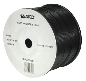 Lamp And Lighting Bulk Wire; 18/2 SPT-2 105C; 2500 Foot/Reel; Black (27|93/308)