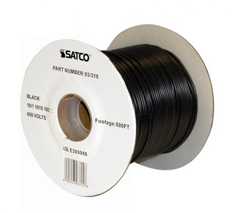 Lighting Bulk Wire; 18/1 Stranded AWM 105C UL 1015; 500 Foot/Spool; Black (27|93/315)