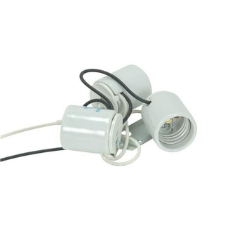 3-Light Porcelain Socket With 1/8 IP Slip Hole With Metal Strap; 24 in. AWM 150C Leads; Aluminum (27|80/1082)