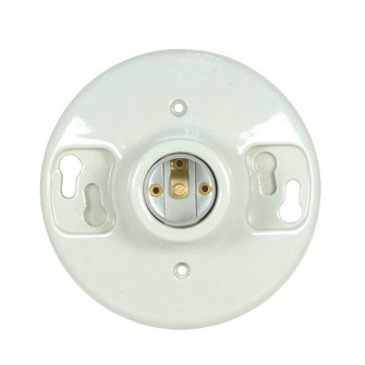 Keyless Glazed Porcelain Ceiling Receptacle; 4 Terminal; Screw Terminals; 4-3/8'' Diameter; 660W; (27|80/1648)