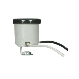 Keyless Porcelain Socket With Black Rim And Hickey, Unglazed; 660W; 250V (27|80/1685)