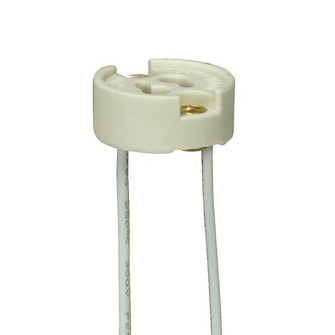 GU7 Porcelain Halogen Socket; 6'' 18 GA 250C Teflon Wire; 3/8'' Height; 7/8'' Diameter; (27|80/1816)