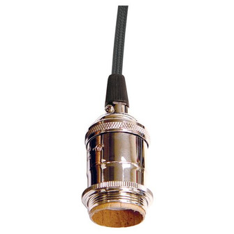 Medium base lampholder; 4pc. Solid brass; prewired; Uno ring; 10ft. 18/2 SVT Black Cord; Polished (27|80/2283)