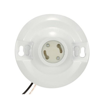 Keyless White Phenolic GU24 Ceiling Receptacle; 6'' AWM B/W Leads 105C; 4-1/2'' Diameter; (27|90/2469)