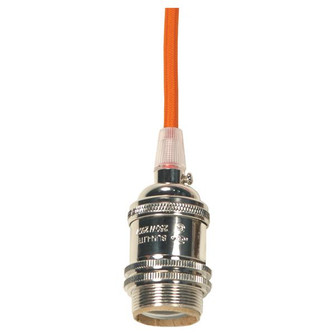 Medium base lampholder; 4pc. Solid brass; prewired; Uno ring; 10ft. 18/2 SVT Orange Cord; Polished (27|80/2344)