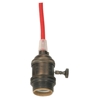 Medium base lampholder; 4pc. Solid brass; prewired; On/Off; Uno ring; 10ft. 18/2 SVT Red Cord; Dark (27|80/2380)