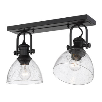 Yep by Golden Lighting Hines 2-light Semi-Flush Mount in Matte Black and Seeded Glass (36|3118-2SF BLK-SD)