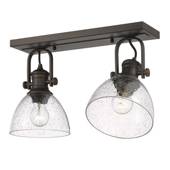 Yep by Golden Lighting Hines 2-light Semi-Flush Mount in Rubbed Bronze and Seeded Glass (36|3118-2SF RBZ-SD)