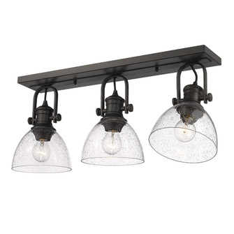 Yep by Golden Lighting Hines 3-light Semi-Flush Mount in Rubbed Bronze and Seeded Glass (36|3118-3SF RBZ-SD)