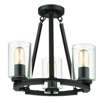 Wry Lighting Monroe 3-light Semi-Flush in Matte Black (36|7041-SF BLK-CLR)