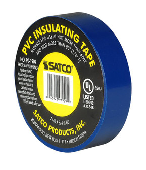 PVC Electrical Tape; 3/4'' x 60 Foot; Blue (27|90/1909)