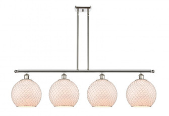 Farmhouse Chicken Wire - 4 Light - 48 inch - Polished Nickel - Stem hung - Island Light (3442|516-4I-PN-G121-10CSN)