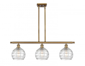 Athens Deco Swirl - 3 Light - 36 inch - Brushed Brass - Cord hung - Island Light (3442|516-3I-BB-G1213-8-LED)