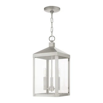 3 Lt Brushed Nickel Outdoor Pendant Lantern (108|20593-91)