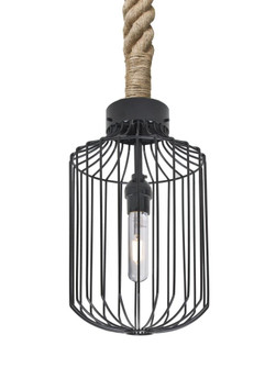 Besa Sultana Cylinder Rope Pendant, Black, 1x8W LED Filament (127|1JT-SULTANA-C-EDIL-BK)