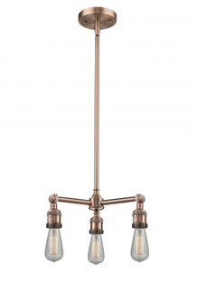 Bare Bulb - 3 Light - 15 inch - Antique Copper - Stem Hung - Chandelier (3442|207-AC)