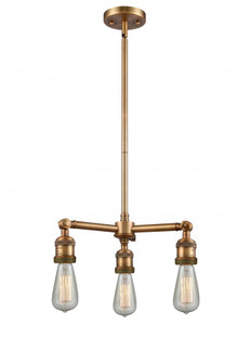 Bare Bulb - 3 Light - 15 inch - Brushed Brass - Stem Hung - Chandelier (3442|207-BB)