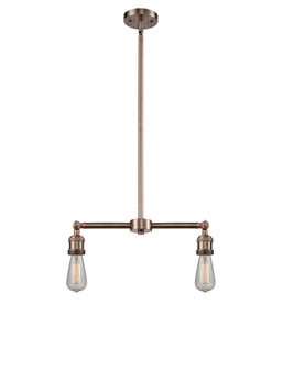Bare Bulb - 2 Light - 8 inch - Antique Copper - Stem Hung - Adjustable Island Light (3442|209-AC)