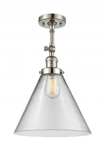 Cone - 1 Light - 12 inch - Polished Nickel - Adjustable Semi-Flush Mount (3442|201F-PN-G42-L)