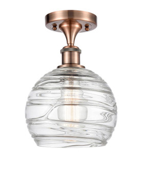 Athens Deco Swirl - 1 Light - 8 inch - Antique Copper - Semi-Flush Mount (3442|516-1C-AC-G1213-8)