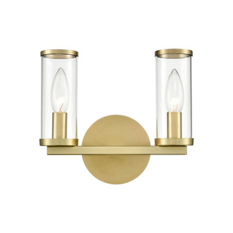 Revolve Clear Glass/Natural Brass 2 Lights Damp-Rated Wall/Vanity Light (7713|WV309022NBCG)
