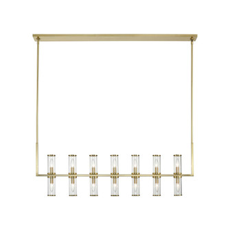 Revolve Clear Glass/Natural Brass 14 Lights Linear Pendant (7713|LP309077NBCG)