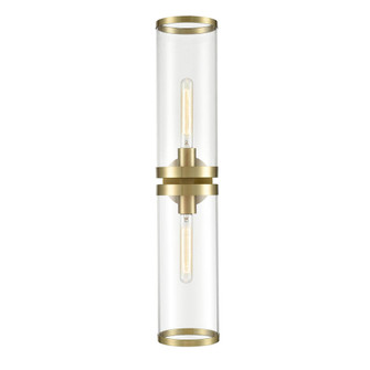 Revolve Ii Clear Glass/Natural Brass 2 Lights Damp-Rated Wall/Vanity Light (7713|WV311602NBCG)