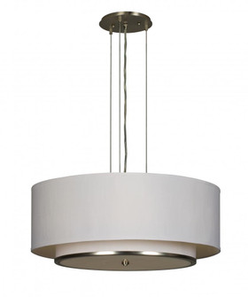 Six Light Satin Nickel White Opal Glass White Linen Shade Drum Shade Pendant (1|DYP618SNMV)