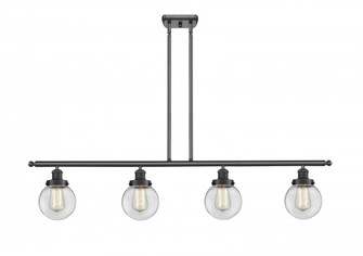 Beacon - 4 Light - 48 inch - Matte Black - Stem Hung - Island Light (3442|916-4I-BK-G202-6-LED)