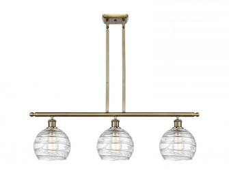 Athens Deco Swirl - 3 Light - 36 inch - Antique Brass - Cord hung - Island Light (3442|516-3I-AB-G1213-8)