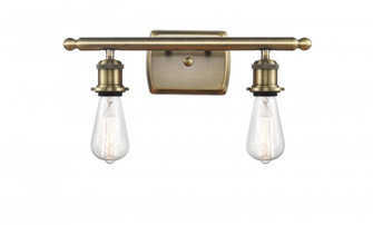 Bare Bulb - 2 Light - 16 inch - Antique Brass - Bath Vanity Light (3442|516-2W-AB-LED)