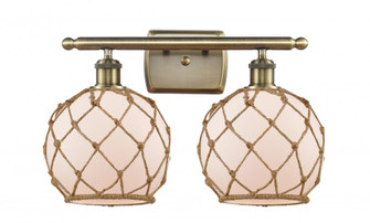 Farmhouse Rope - 2 Light - 18 inch - Antique Brass - Bath Vanity Light (3442|516-2W-AB-G121-8RB-LED)