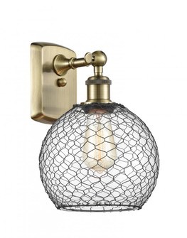Farmhouse Chicken Wire - 1 Light - 8 inch - Antique Brass - Sconce (3442|516-1W-AB-G122-8CBK-LED)