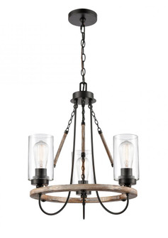 Paladin - 3 Light - 19 inch - Matte Black - Chain Hung - Mini Chandelier (3442|442-3CR-BK-CL)