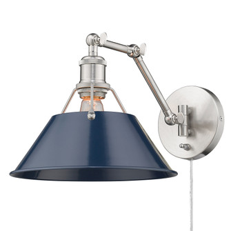 Yep by Golden Lighting Orwell 1-light Swing Arm Wall Lamp in Pewter and Navy Blue shade (36|3306-A1W PW-NVY)