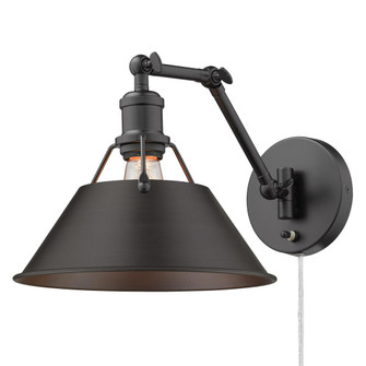 Orwell BLK 1 Light Articulating Wall Sconce in Matte Black with Rubbed Bronze shade (36|3306-A1W BLK-RBZ)