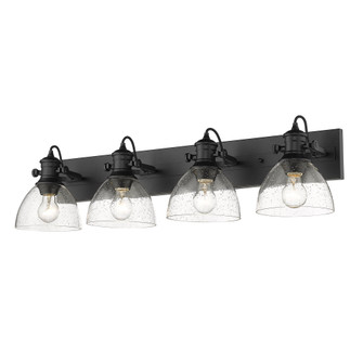 Yep by Golden Lighting Hines 4-light Vanity in Matte Black and Seeded Glass (36|3118-BA4 BLK-SD)