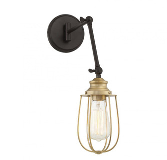 1-Light Adjustable Wall Sconce in Oil Rubbed Bronze with Natural Brass (8483|M90022ORBNB)