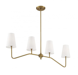 4-Light Linear Chandelier in Natural Brass (8483|M10078NB)