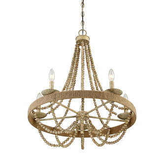 5-Light Chandelier in Natural Wood with Rope (8483|M10014-97)