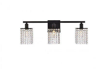 Phineas 3 lights bath sconce in black with clear crystals (758|LD7010BK)