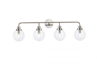 Hanson 4 lights bath sconce in polished nickel with clear shade (758|LD7037W38PN)