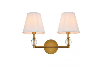 Bethany 2 lights bath sconce in brass with white fabric shade (758|LD7022W15BR)