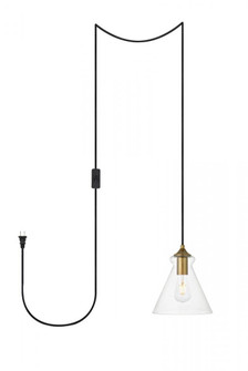Destry 1 Light brass plug-in Pendant With Clear Glass (758|LDPG2244BR)