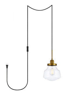 Lyle 1 light Brass and Clear seeded glass plug in pendant (758|LDPG6254BR)