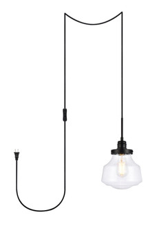 Lyle 1 Light Black and Clear Seeded Glass Plug in Pendant (758|LDPG6252BK)