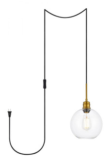 Emett 1 light Brass and Clear glass plug in pendant (758|LDPG6206BR)